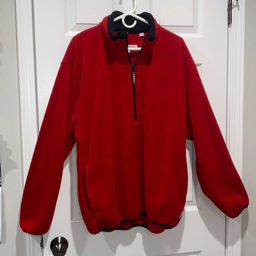 Vintage 90s London Fog Red Fleece - 3/4 zipper Size L